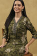 Green Viscose Blend Printed Straight Kurta Pants Set