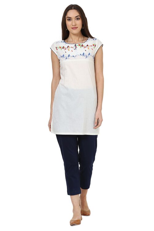 Beige Straight Cotton Indie Top image number 4