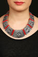Antique Style Necklace With Peacock Motif & Red Thread image number 0