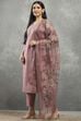 Rose Pink Viscose Blend Solid Straight Kurta Pants Set image number 3