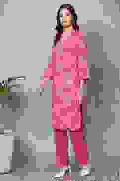 Pink Rayon Straight Kurtas image number 2