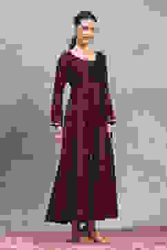 Red Polyester Blend Printed Kalidar Dress image number 4