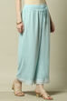 Blue Poly Georgette Solid Straight Fit Palazzo image number 3