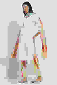 White Cotton Straight Suit Set image number 3