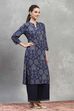 Blue Viscose Rayon Printed Straight Kurta image number 4