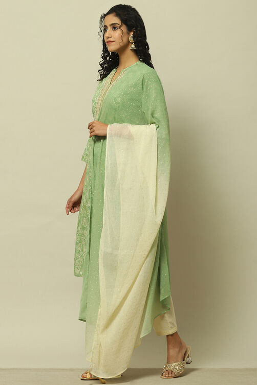 Blue Cotton Blend Printed Kurta & Pants Suit Set image number 4