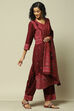 Maroon Poly Viscose Straight Yarndyed Kurta Palazzo Suit Set image number 6