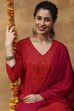 Fuchsia Printed Viscose Rayon Straight Kurta Set image number 1