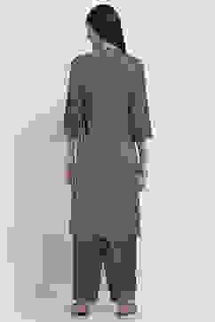 Navy Blue Printed Straight Kurta Set image number 4