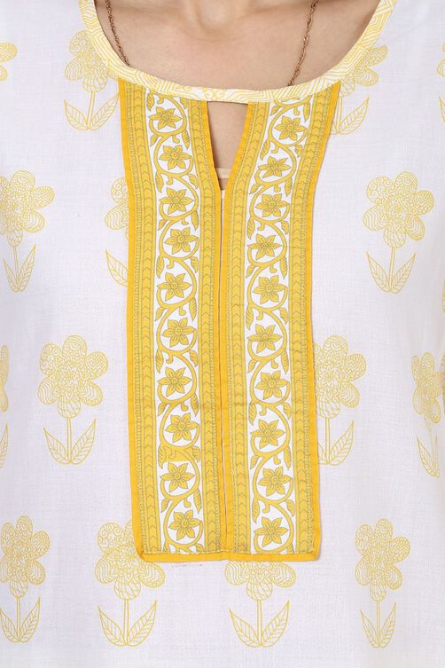 White Straight Cotton Kurta image number 4