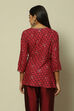 Wine Viscose Straight Printed Top image number 4