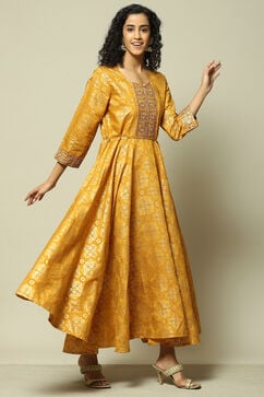 Yellow LIVA Straight Printed Dress image number 4