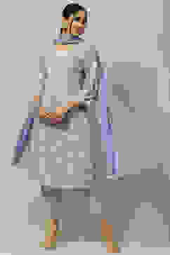 Lavender Poly Chiffon Straight Suit Set image number 0