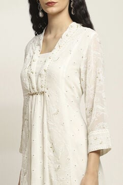 White Polyester Flared Kurta image number 1