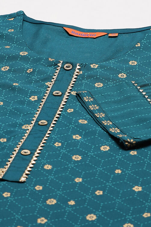 Dark Green Viscose Rayon Straight Kurta image number 1