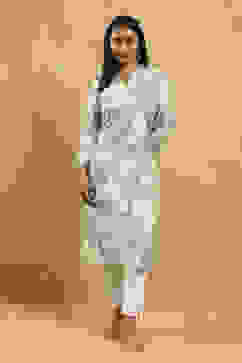 Sea Green Printed Straight Kurta image number 5