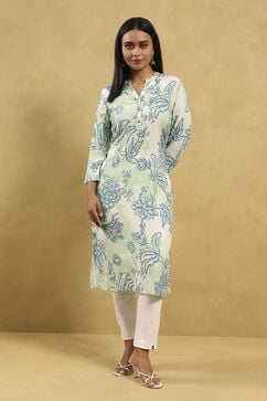 Sage Green Viscose Rayon Printed Straight Kurta image number 5