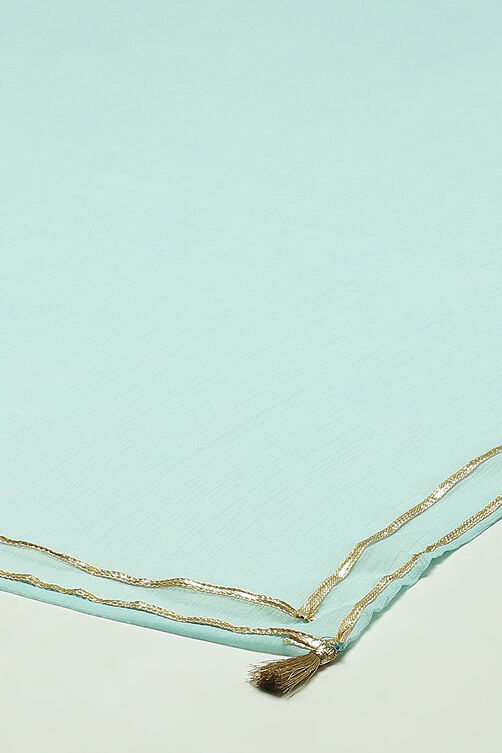 Light Blue Cotton Blend Woven Straight Kurta Suit Set image number 3
