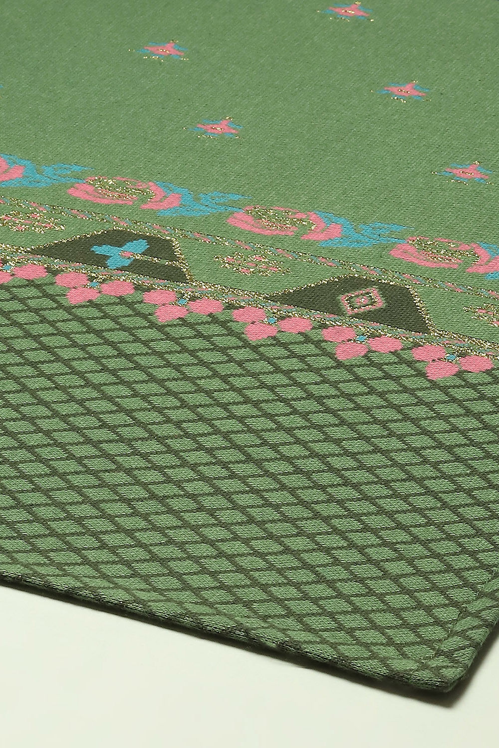 Green Cotton Blend Straight Printed Kurta Palazzo Suit Set image number 3