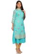 Turquoise Straight poly cotton Kurta image number 1