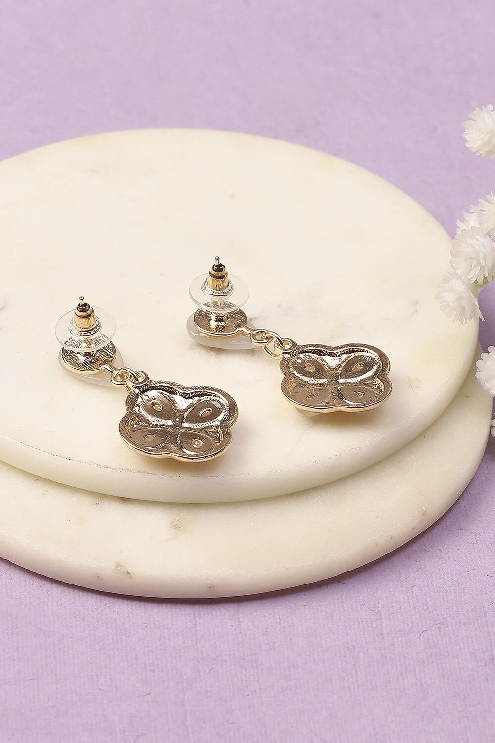 Gold Oxidised Alloy Earrings image number 2