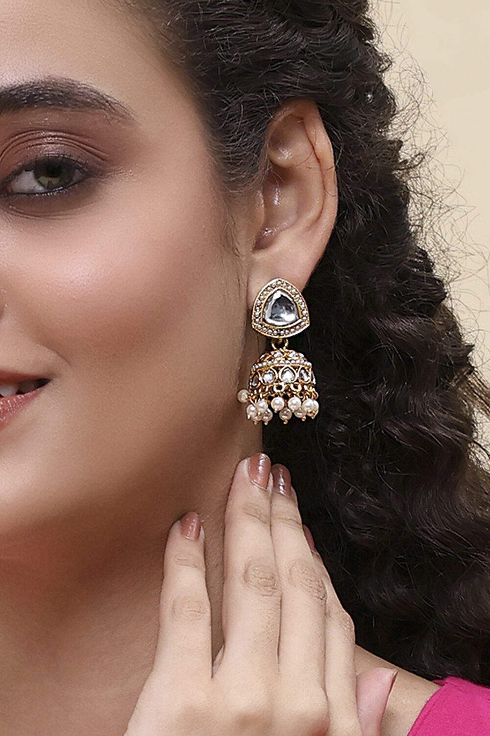 White Alloy Jhumka image number 1