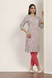 Lavender Printed Straight Kurta image number 0