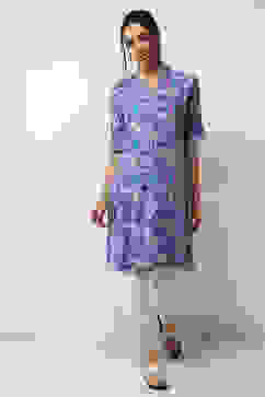 Purple Printed Straight Kurta image number 5