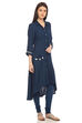 Indigo Asymmetric Viscose Kurta image number 2