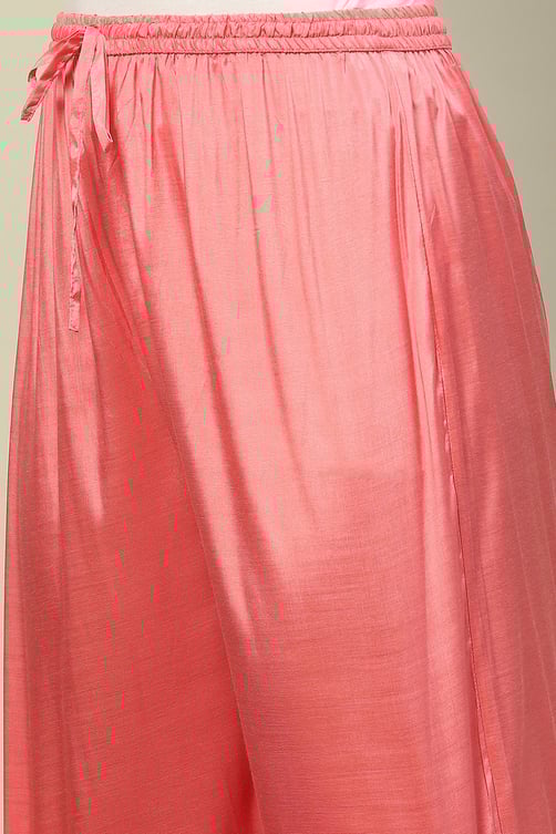 Dusty Blue Viscose Shantoon Kalidar Embroidered Kurta Palazzo Suit Set image number 2