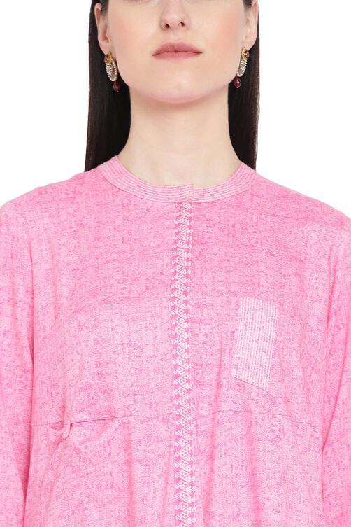 Pink Viscose A-Line Kurta image number 1