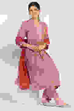 Pink Printed Gathered Suit Set image number 6