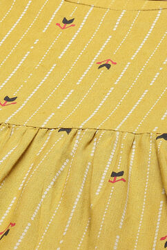 Mustard Cotton Tiered Dress image number 1
