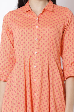 Orange Cotton Kalidar Dress image number 1