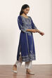 Blue Polyester Straight Kurta Pants Set image number 5