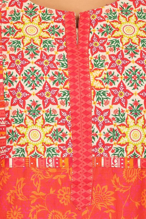 Red Straight Cotton Kurta image number 4
