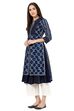 Indigo Straight Poly Chanderi Kurta image number 2