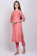 Peach Cotton Straight Kurta image number 4