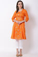 Orange Art Silk A-Line Kurta image number 0