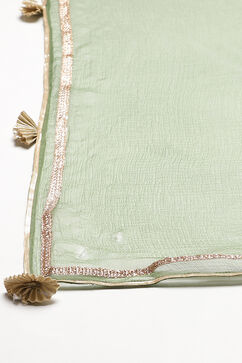 Olive Green Poly Cotton Straight Suit Set image number 3