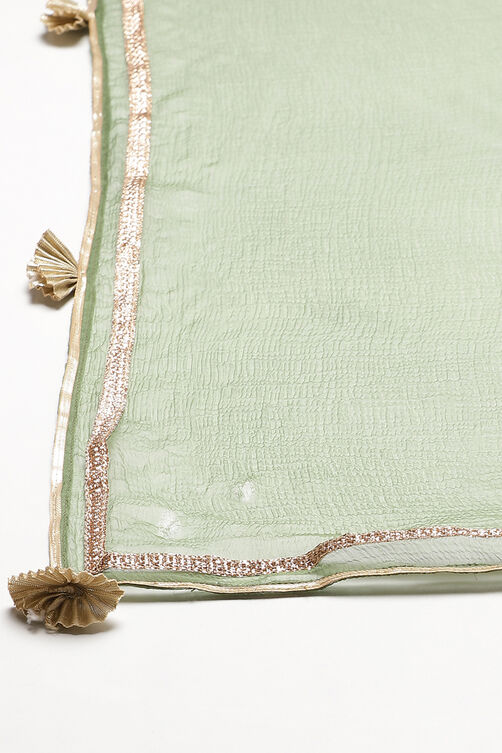 Olive Green Poly Cotton Straight Suit Set image number 3