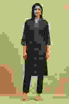 Brown Viscose Blend Printed Straight Kurta Pants Set image number 6