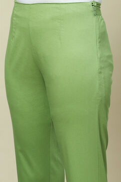Lime Green Cotton Blend Slim Pant image number 1