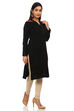 Black Straight Poly Cotton Kurta image number 3