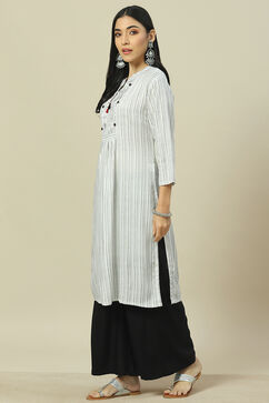 White LIVA Straight Kurta image number 2