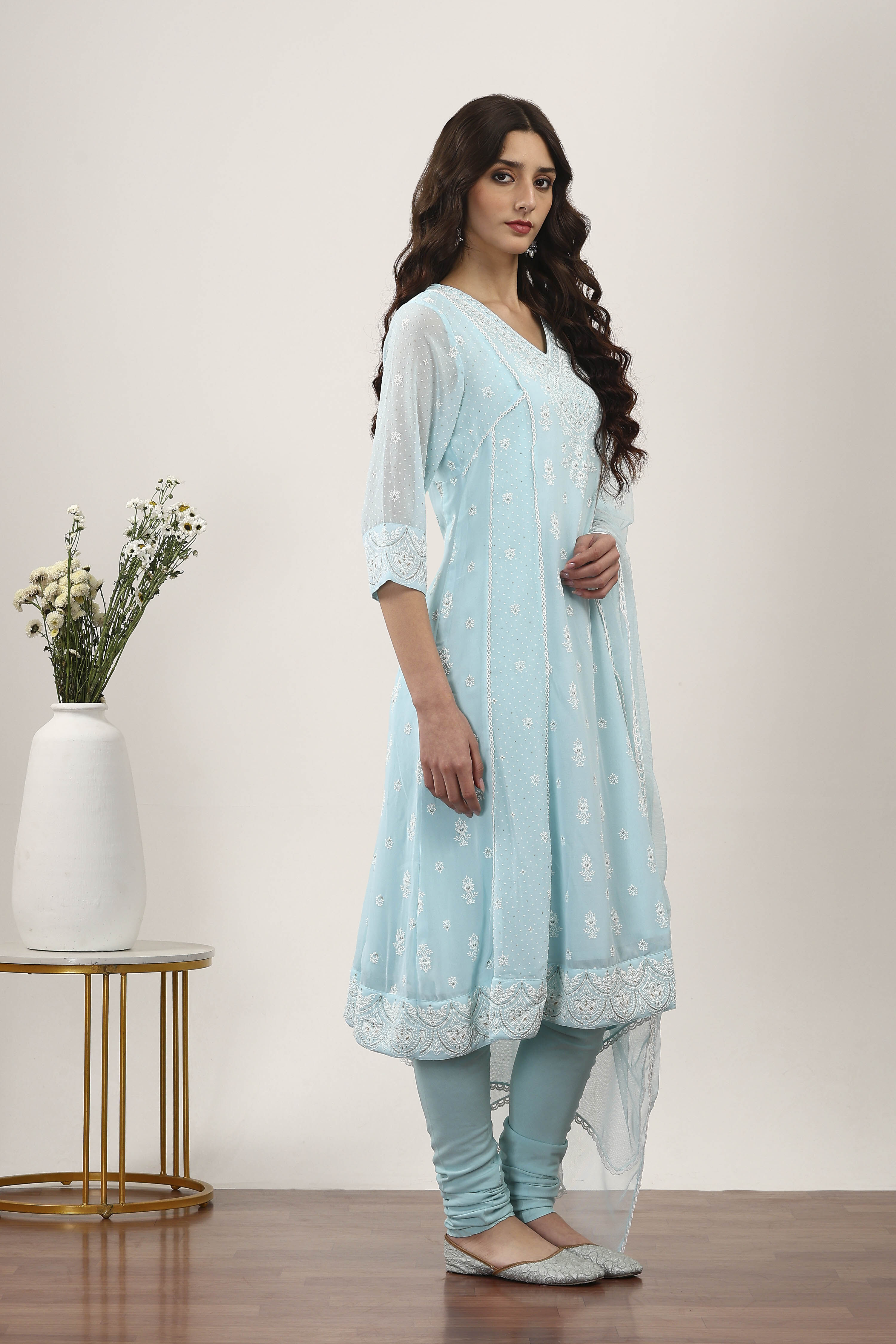 Blue Polyester Kalidar Suit Sets image number 5