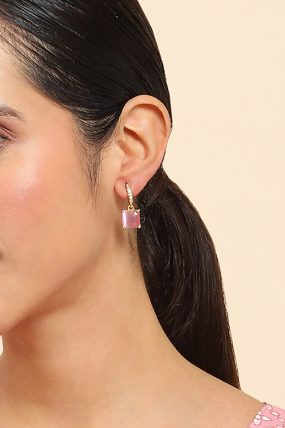 Light Pink Brass Jhumka image number 1