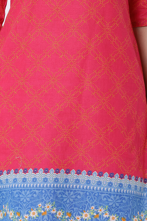 Pink Cotton Straight Kurta image number 1