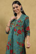 Teal Viscose Blend Printed Straight Kurta Pants Set image number 1