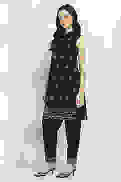 Black Printed Straight Co-ord Set image number 3